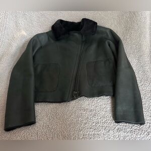 Tory Burch Dark Green Leather Jacket